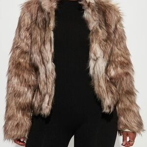 Women's Faux Fur Jacket - Brown